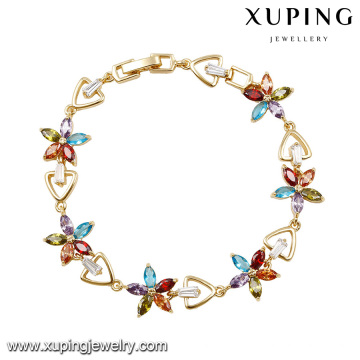 74646 encanto de China 14k chapado en oro pulsera de latón pulsera en forma de flor pulsera popular de aleación